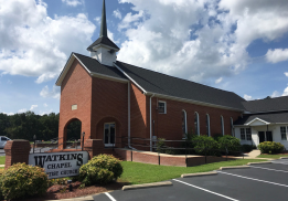 Front Closeup of Middlesex Baptist Church | Summit Roofing