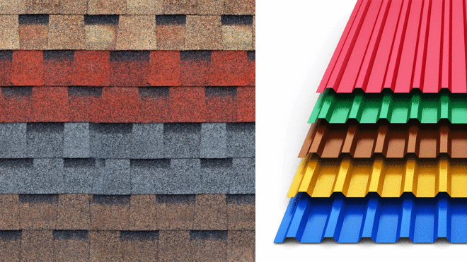 Asphalt vs Metal shingle comparison image | Summit roofing